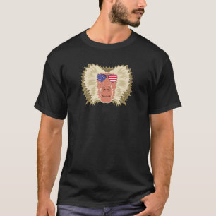 T-shirt Cool Baboon Porté Drapeau Usa Lunettes de soleil U
