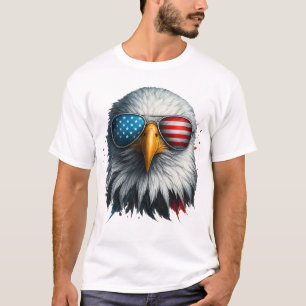 T-shirt Cool Bald Eagle Lunettes de soleil américaines Pat