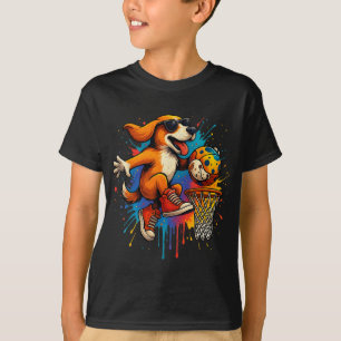 T-shirt Cool Basketball Chien Dunking Amusants Enfants Ani