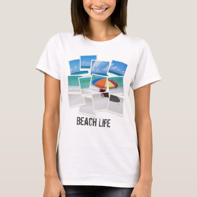 T-shirt Cool Beach Life Umbrella Photo Frame Collage (Devant)