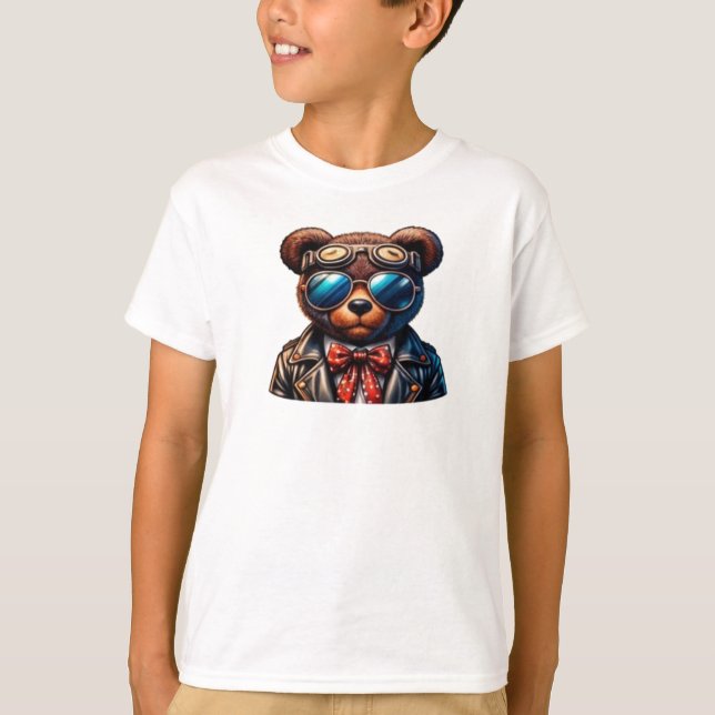 T-shirt Cool Bear Aviator Cartoon – Retro Pilot (Devant)