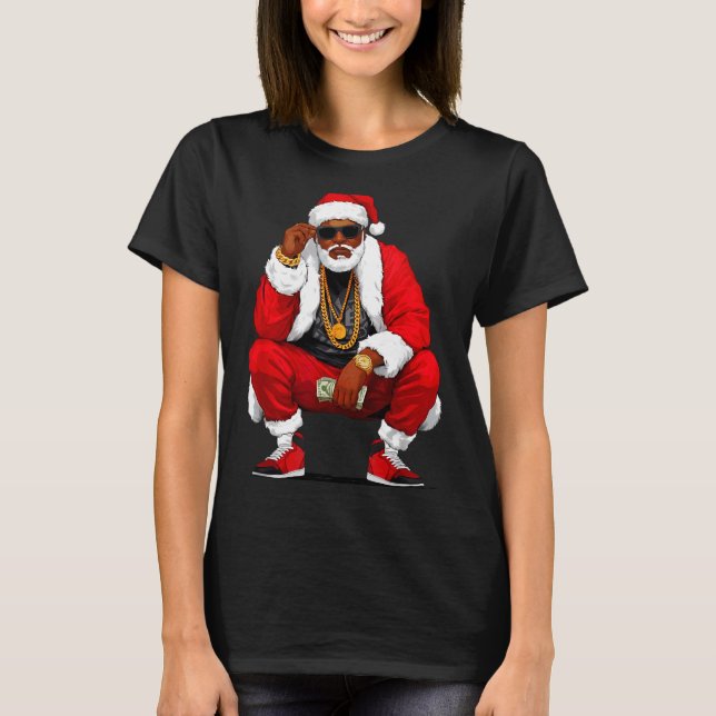 T-shirt Cool Black Man Santa Claus Christmas African Ameri (Devant)
