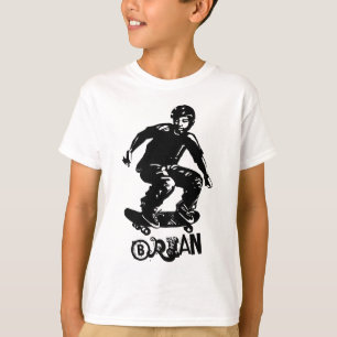 T-shirt Cool Black White Skateboarder Nom personnalisé