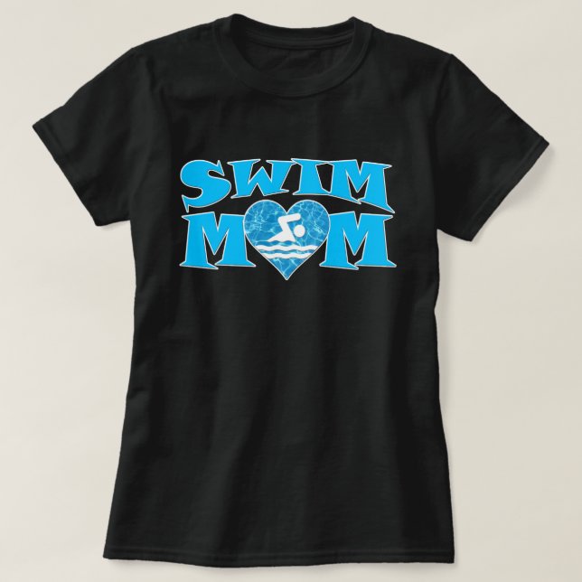 T-shirt Cool Blue Swim Maman avec Coeur mignonne Femmes (Design devant)