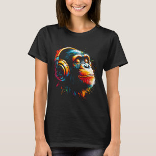 T-shirt Cool Bonobo Singe Casque Musique Art Noël B