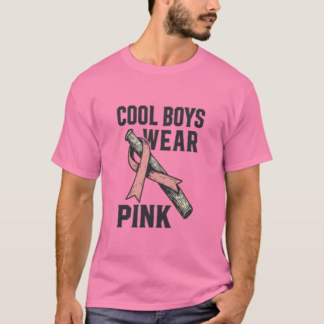T-shirt Cool Boys Wear Pink for Cancer Solidarity (Devant)