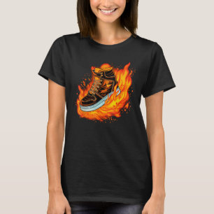 T-shirt Cool brûler des bottes avec flammes pour chaussure