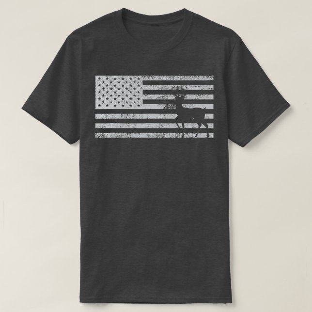 T-shirt Cool Camouflage Cerf En Drapeau Américain Chasse D (Design devant)