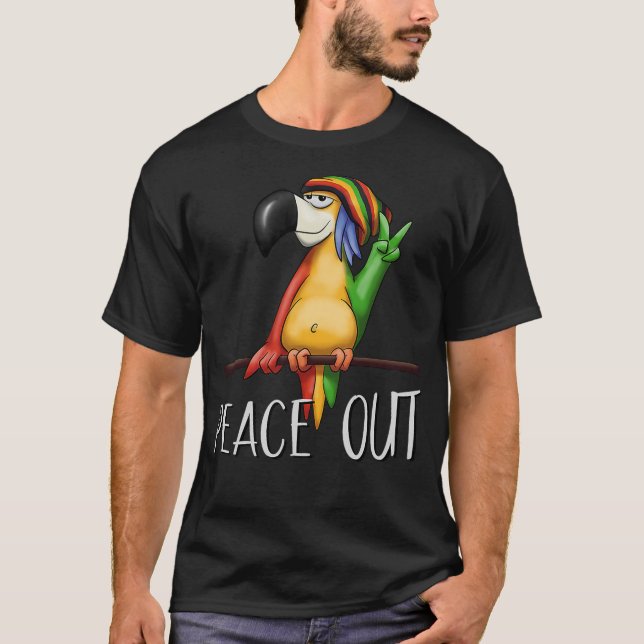 T-shirt Cool Cartoon Rasta Bird Chilling Reggae Parrot Pea (Devant)