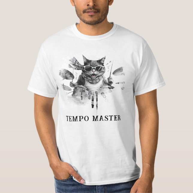 T-shirt *~* Cool Cat AP91 DRUMMER Retro Percussionniste (Devant)