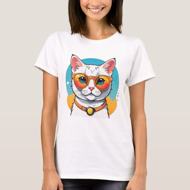 T-shirt Cool Cat in Sunglasses  (Devant)