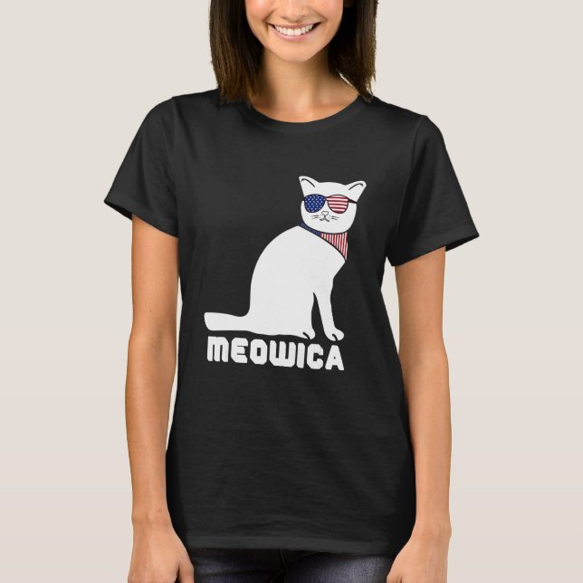 T-shirt Cool Cat Meowica 4th of July Men Women (Devant)