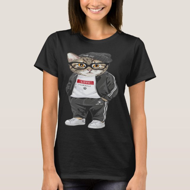 T-shirt Cool Cat Urban Style Cute Cats (Devant)