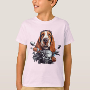 T-shirt Cool chien biker, joli basset hound chien conducte
