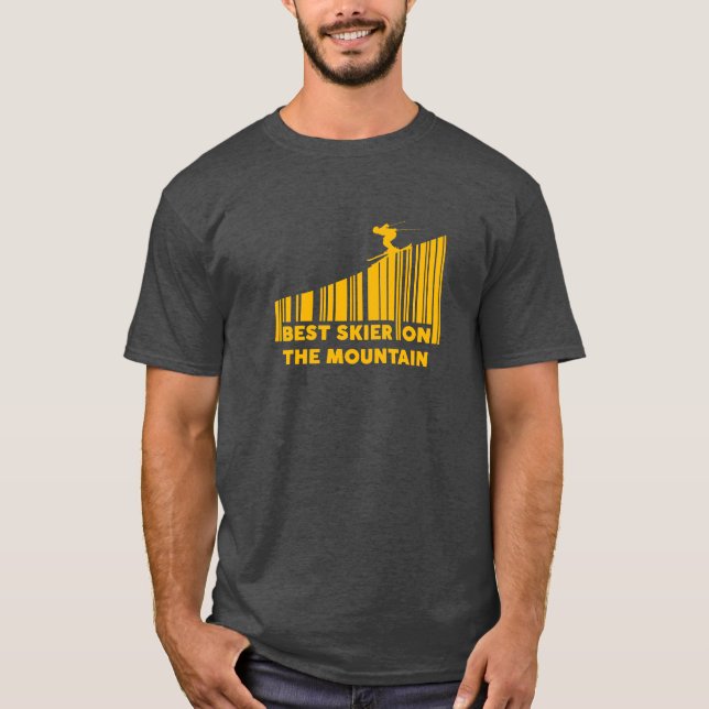 T-shirt Cool Code Barre Conception Meilleur Skieur Sur La  (Devant)