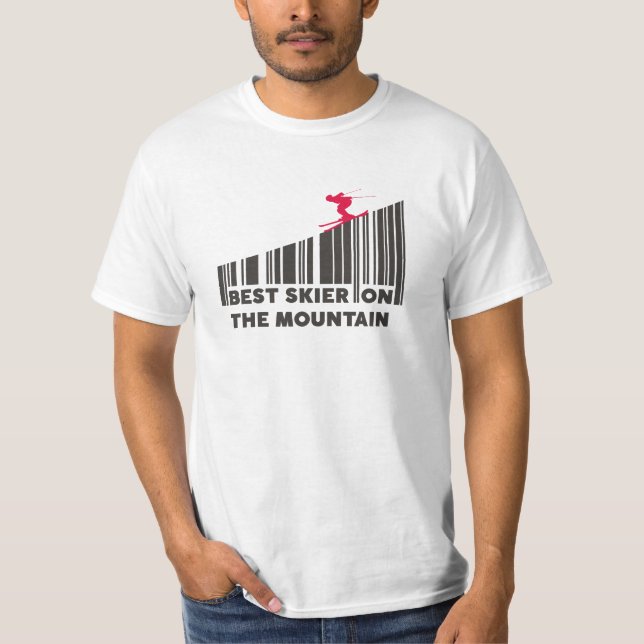 T-shirt Cool Code Barre Conception Meilleur Skieur Sur La  (Devant)