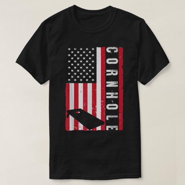 T-shirt Cool Cornhole Art Hommes Femmes Drapeau Américain  (Design devant)
