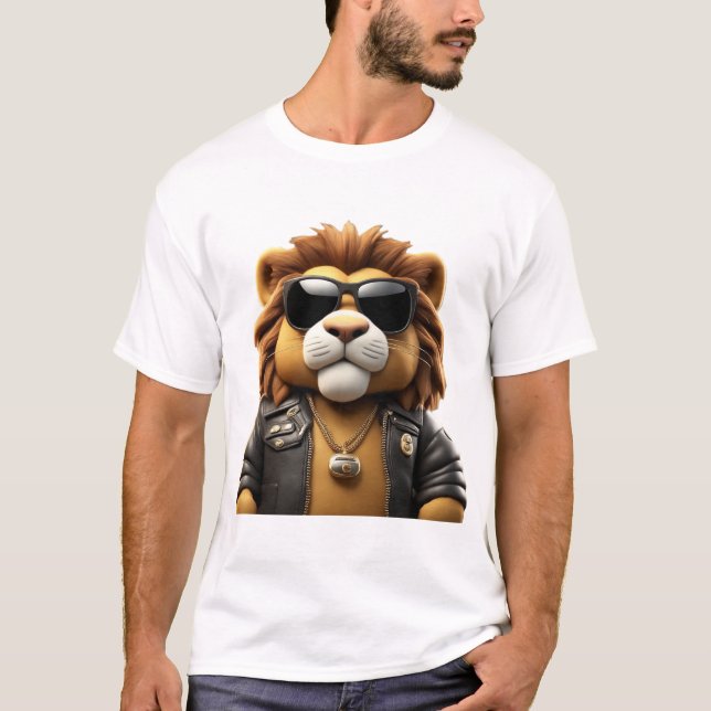 T-shirt Cool, Cute, Plump Gangster Lion (Devant)