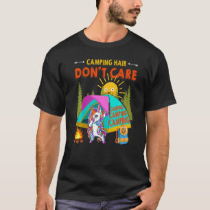 T-shirt Cool Dabbing Unicorn's Camping Cheveux Don't care 