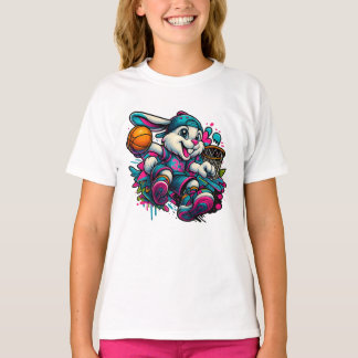 T-shirt cool de basket-ball Bunny pour enfants