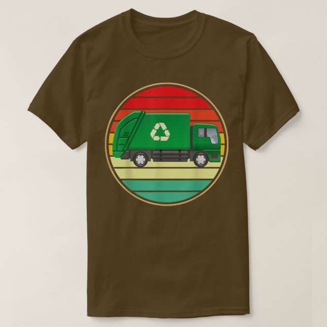 T-shirt Cool de camion à ordures Retro Green (Design devant)