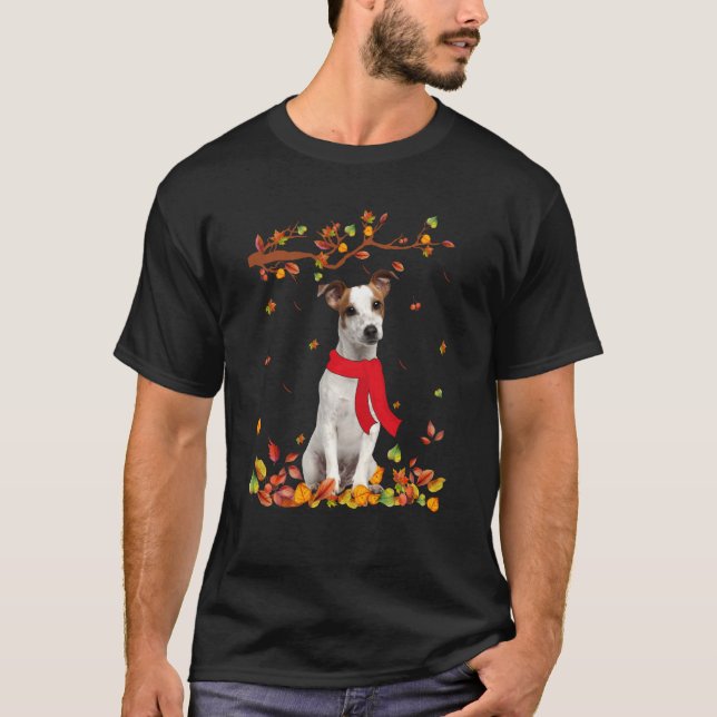T-shirt Cool de chien Jack Russell Terrier Automne Thanksg (Devant)