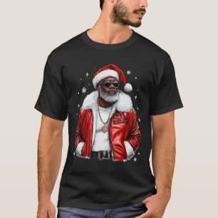 T-shirt Cool de Noël afro-américain Père Noël Black Afro K