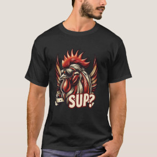 T-shirt Cool de poulet Rooster portant des lunettes de sol