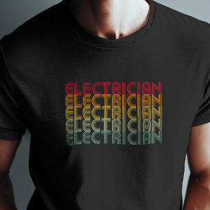 T-shirt Cool de style rétro Electricien empilé Typographie