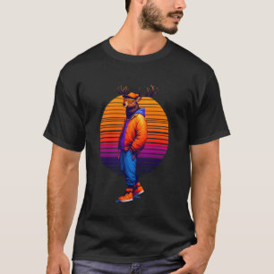 T-shirt Cool Deer Style urbain moderne Sunset Art rétro