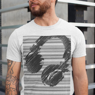 T-shirt Cool dj casque musique gris