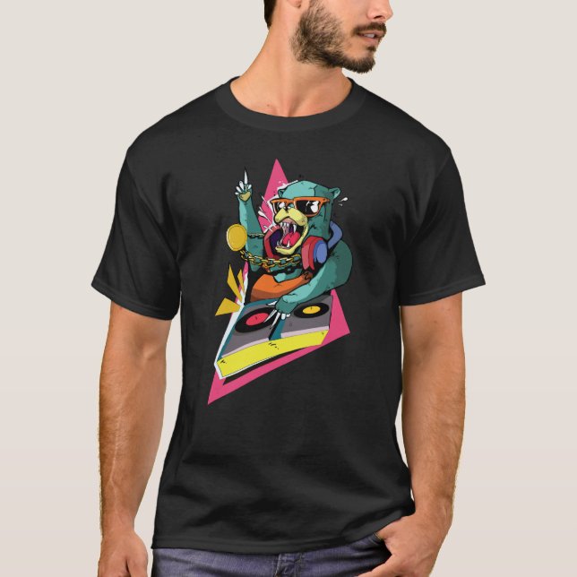 T-shirt Cool DJ Music Animal Bear (Devant)