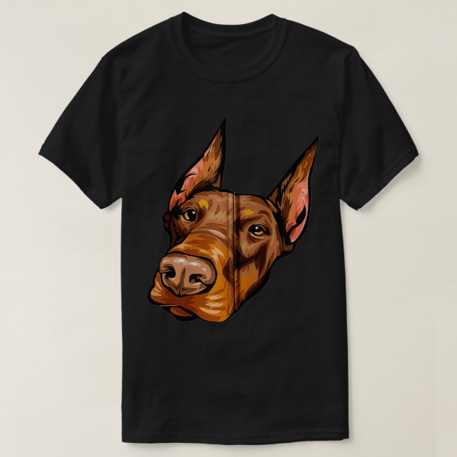 T-shirt Cool Doberman Dog Face Zip (Design devant)
