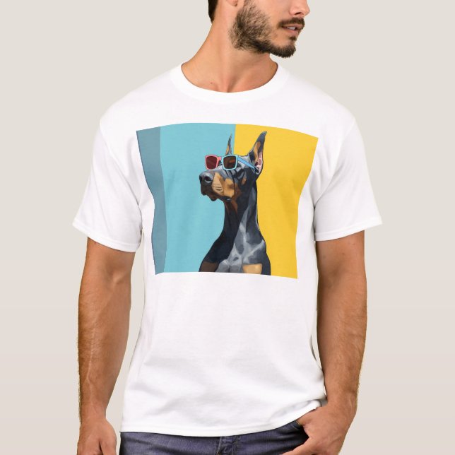 T-shirt Cool Doberman with sunglasses (Devant)