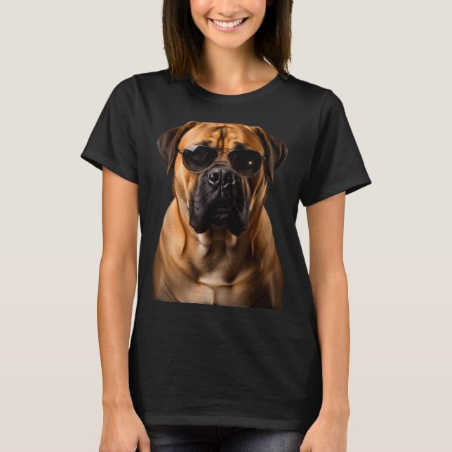 T-shirt Cool Dog Sungles Bullmastiff Funny Look  (Devant)