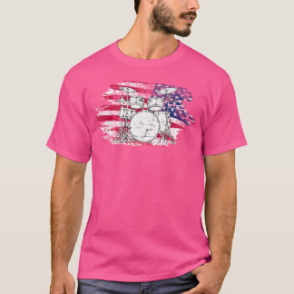 T-shirt Cool Drummer Art Pour Hommes Femmes Amérique Drape