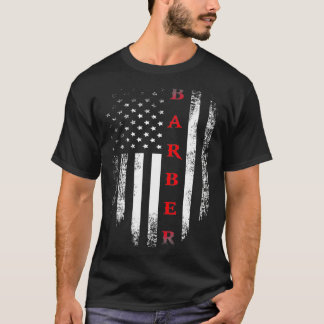 T-shirt Cool du drapeau américain vintage rouge blanc barb