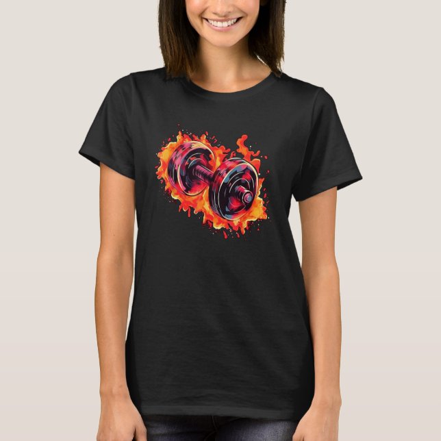 T-shirt Cool Dumbbell with Flames for burning Training (Devant)