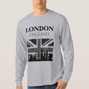 T-shirt Cool élégant Black Grey Londres Union Jack