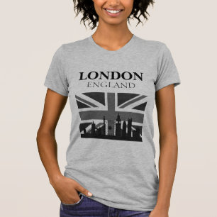T-shirt Cool élégant Black Grey Londres Union Jack