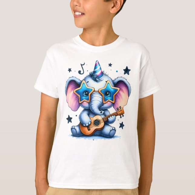 T-shirt Cool Elephant Music Lover Art (Devant)