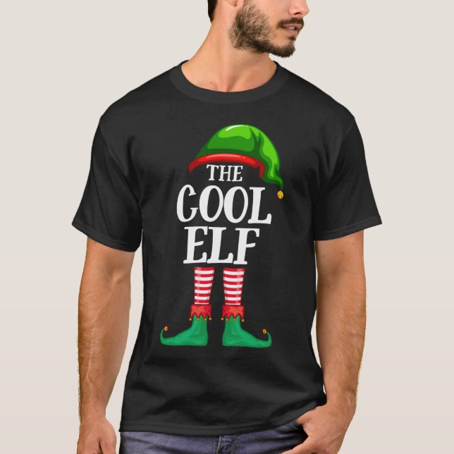 T-shirt Cool Elf Correspondant Famille de Noël Pyjama (Devant)