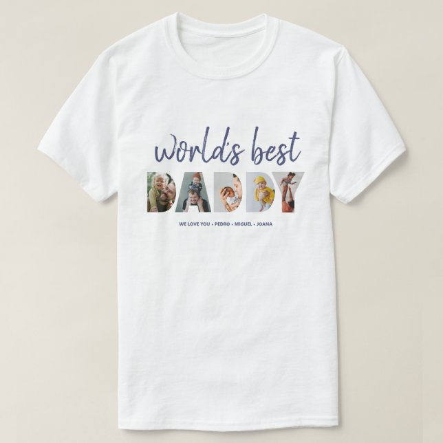 T-shirt Cool Fête des pères Photo Collage Mondes Meilleur  (Design devant)