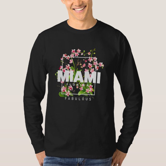T-shirt Cool Floral Miami Beach Tee - shirts I Love Miami  (Devant)