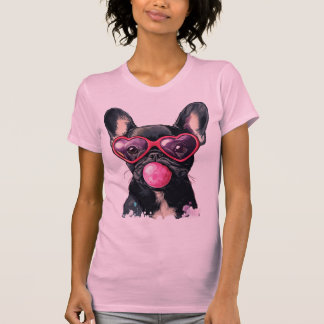 T-Shirt cool Français Bulldog - Chien avec verre d
