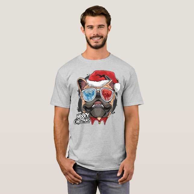 T-shirt Cool French Bulldog Noël (Devant entier)