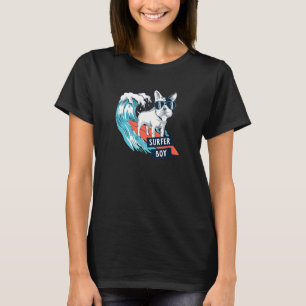 T-shirt Cool Frenchie Bull Chien Surfer Boy Surfing équita