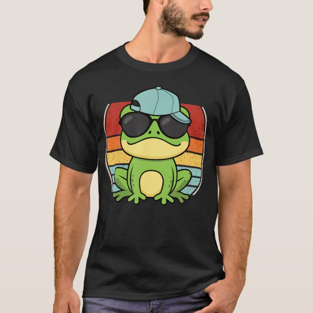 T-shirt Cool Frog Sunglasses Retro Frog Lover (Devant)