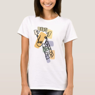 T-shirt Cool Fun Giraffe Abstrait Line Art