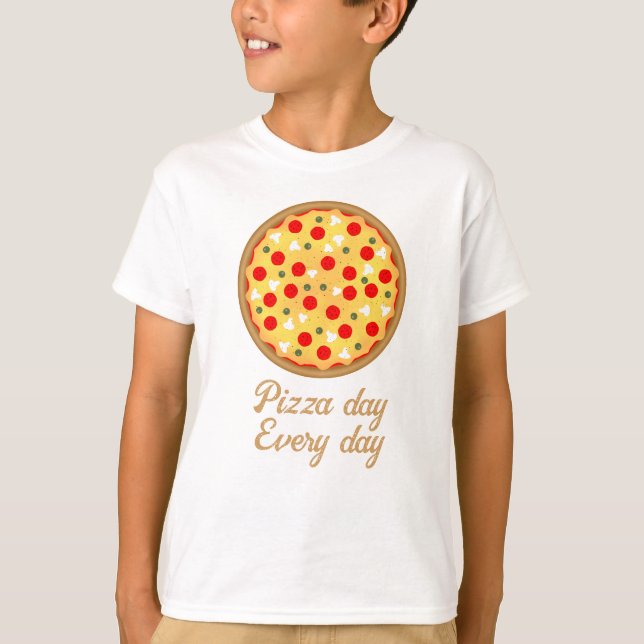 T-shirt Cool fun pizza jour par jour Votre texte personnal (Devant)